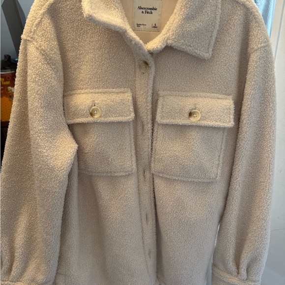 Abercrombie & Fitch Jackets & Blazers - Abercrombie & Fitch Women's Beige Teddy Jacket